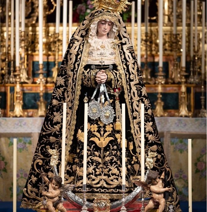 TERNO BORDADO. Nuestra Señora de los Dolores. Orden Seglar Servita de Carmona. Sevilla